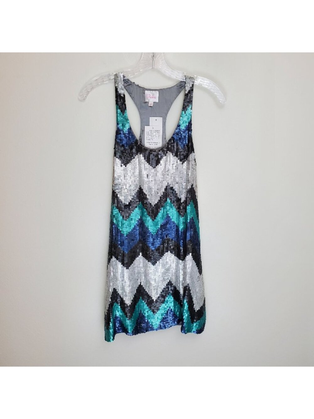 Parker Sequin Zig Zag Tank Dress in Cobalt